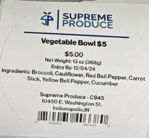 Vegetable Bowl $5, UPC 850065403380