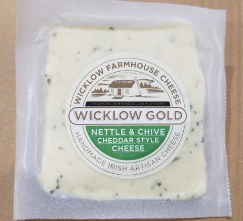 Front of package, Wicklow Gold Cheddar Nettle & Chive