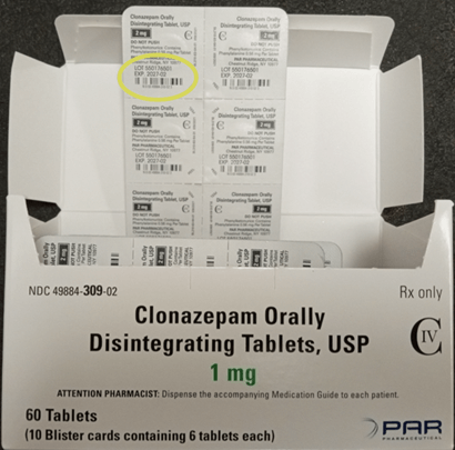 PAR Pharmaceutical Clonazepam Orally Disintegrating Tablets, USP, 1 mg, 60 Tablets