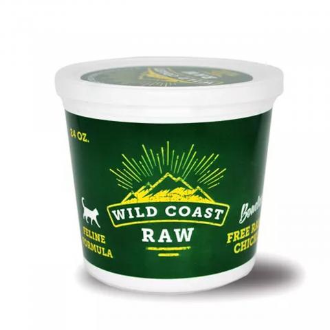 Wild Coast Raw, Free Range Chicken Formula Raw Pet Food for Cats, 24 oz, label example