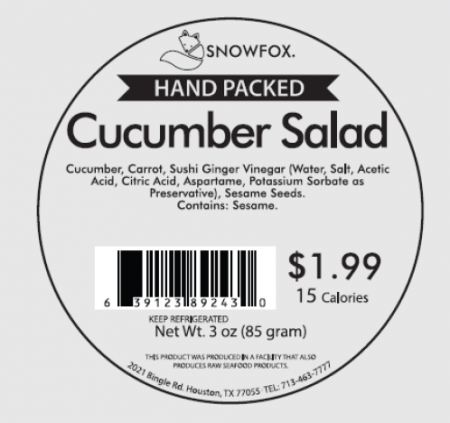 SNOWFOX - Hand Packed Cucumber Salad