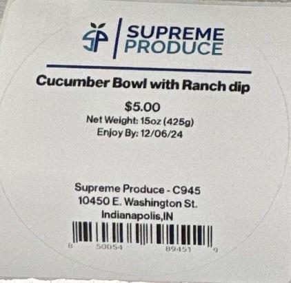 Supreme Produce - Cucumber Bowl with Ranch Dip