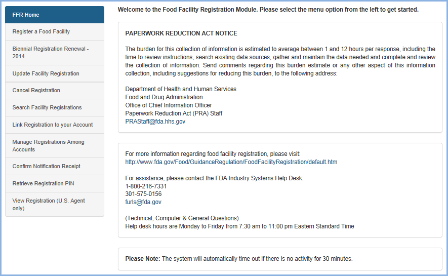 Food Facility Registration User Guide Additional Capabilities Fda - 