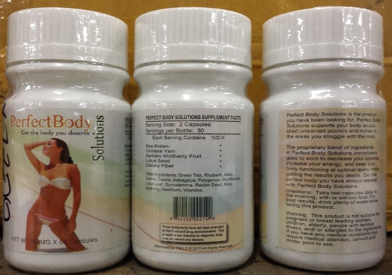 Public Notification: “Perfect Body Solutions” and “Burn 7” Contain Hidden  Drug Ingredient